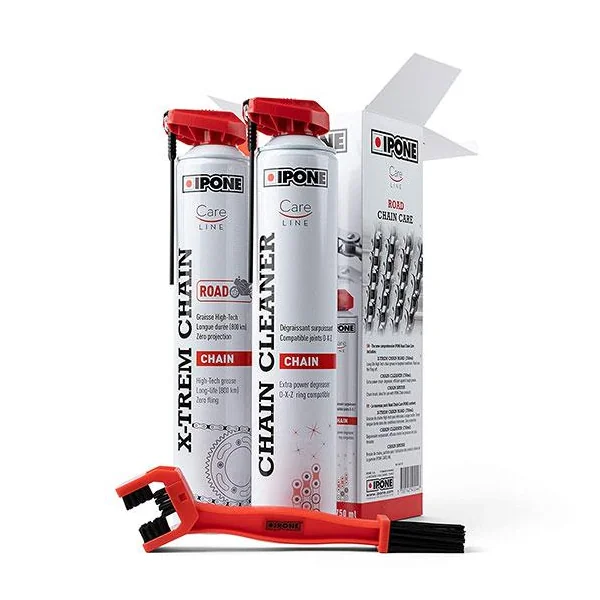 PACK CHAINE ROUTE Dégraissant 750ml + Graisse de chaîne route 750ml + Brosse de chaîne - IPONE