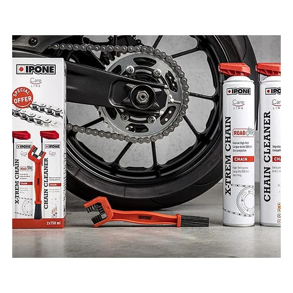 PACK CHAINE ROUTE Dégraissant 750ml + Graisse de chaîne route 750ml + Brosse de chaîne - IPONE