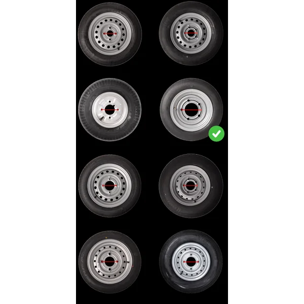 Roue complète de remorque - 185/60R12C - entraxe : 5x165,1 - capacité de charge : 900 kg - diamètre du moyeu : 114,6 mm