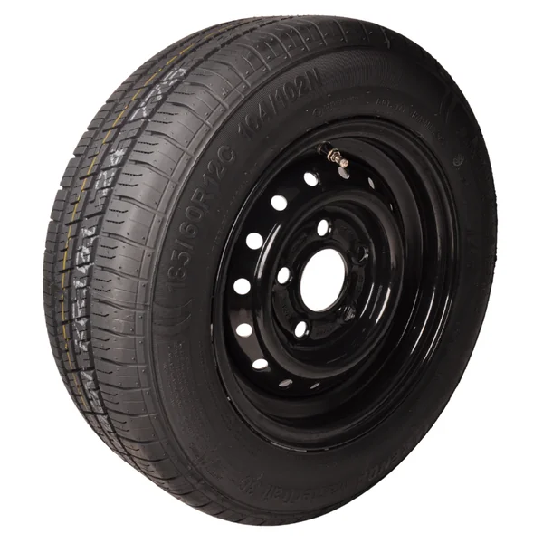 Roue complète de remorque - 185/60R12C - jante noir - entraxe : 5x112 - capacité de charge : 900 kg - diamètre du moyeu : 67 mm