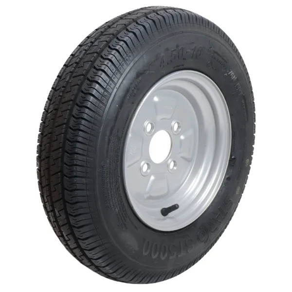 Roue complète de remorque - 4.50-10 - entraxe : 4x100 - capacité de charge : 400 kg - diamètre du moyeu : 60 mm - 6PR