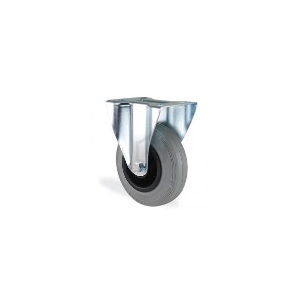 Roulette fixe caoutchouc gris souple diamètre 80mm charge 50kg