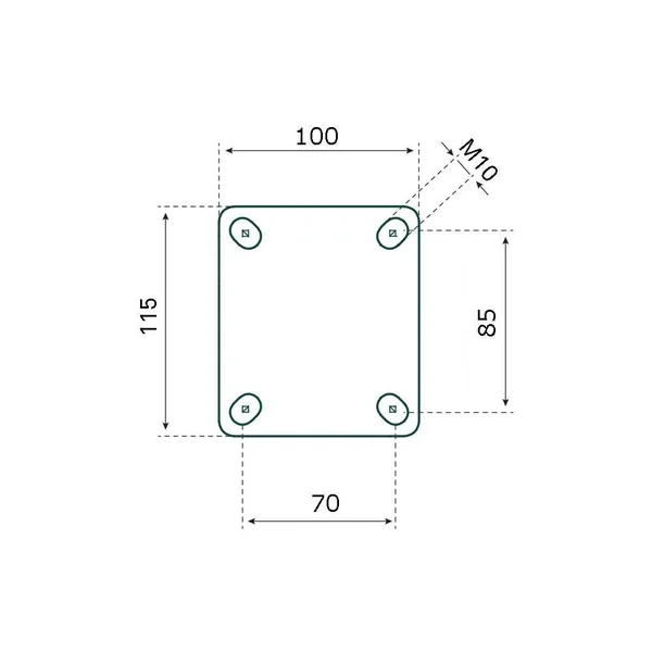 Roulette pivotante PU 300x4 - 80 kg - hauteur totale 300 mm