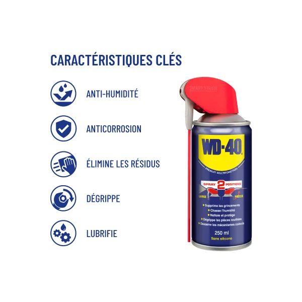 Spray Double Position WD40 Multi-Fonction 250ML