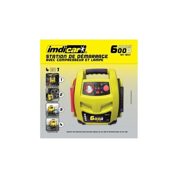 Station de démarrage 4 en 1 - 12V 600 Ampères