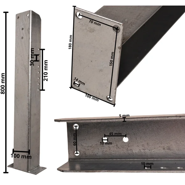Support de treuil Multi 800 mm horizontal/vertical