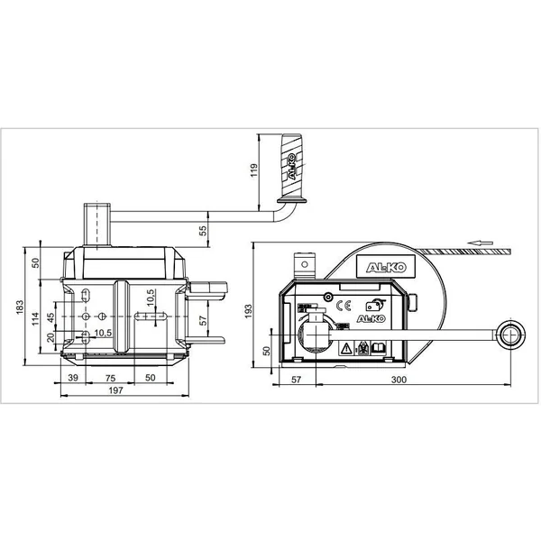 Treuil freiné 900 kg Transmission 8,75:1