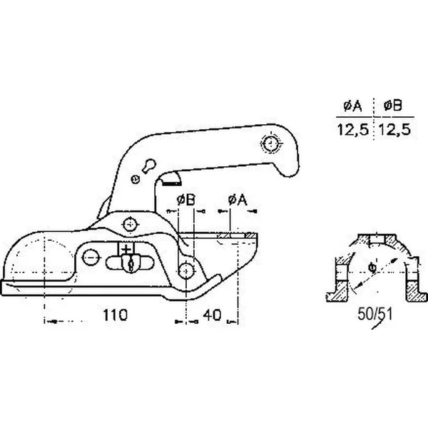 Winterhoff/Albe EM150RB - rond 50 mm - 1500 kg - Boîtier d'attelage freinée